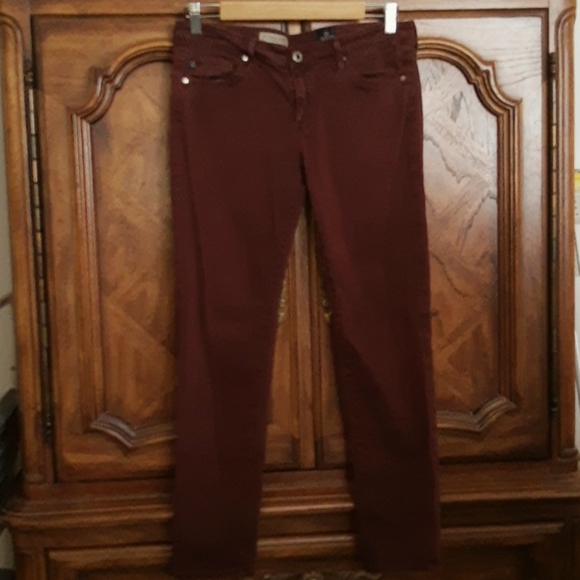 Ag Adriano Goldschmied the Stevie Ankle Cotton Jeans Wine 28 R